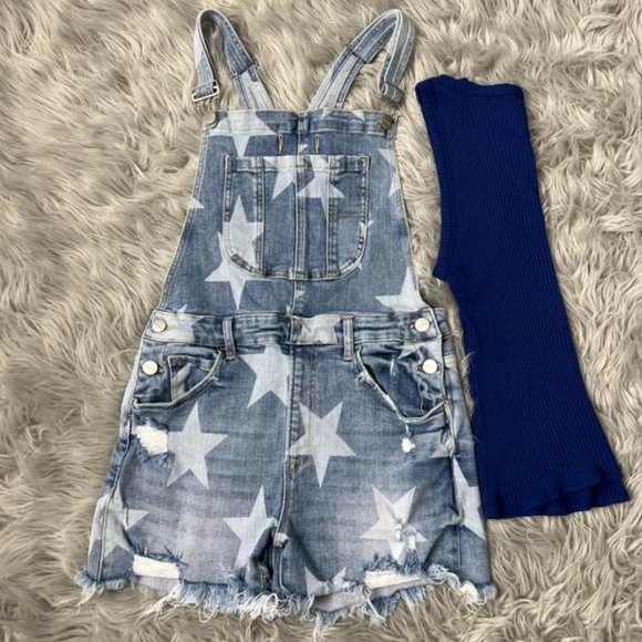 Risen Pants - Boutique Risen Brand Overall Shorts and Boutique Tank Top